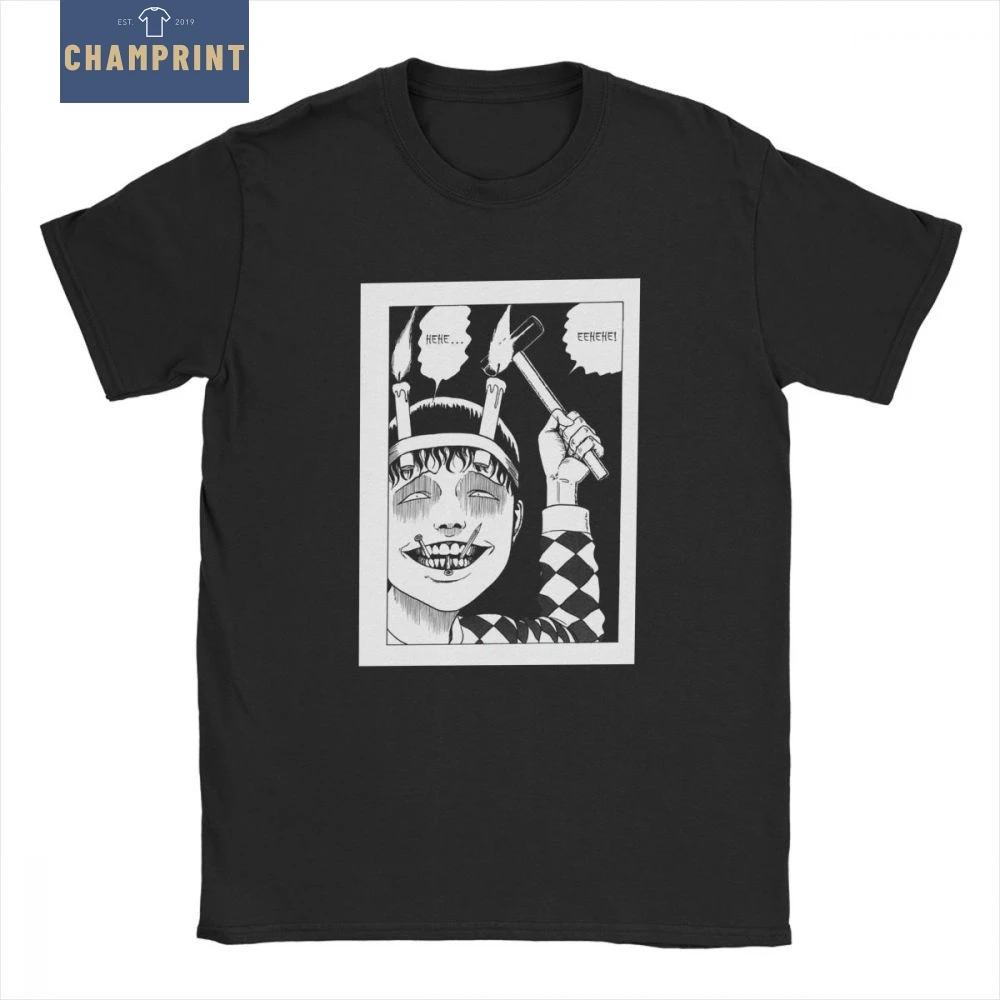

Vintage Junji Ito T-Shirts Men 100% Cotton T Shirt Tomie Japanese Kago Manga Horror Harajuku Short Sleeve Tees Gift Clothes