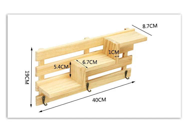 Винтажная деревянная полка держатель настенный трехслойный стеллаж для хранения с крючками для дома гостиной спальни украшения