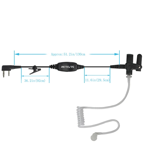 Retevis 2Pin PTT VOX наушник воздушная Акустическая трубка Гарнитура для Kenwood Retevis H777 для Baofeng UV-5R BF-888S для TYT рация