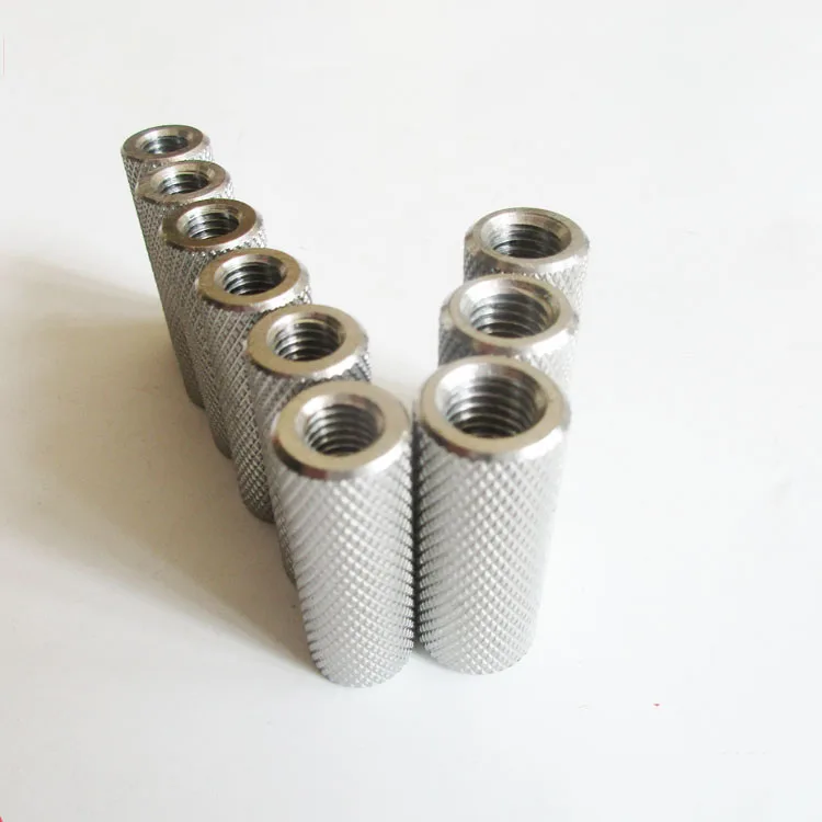 2pcs M10 knurled nut stainless steel cylindrical sleeve through hole