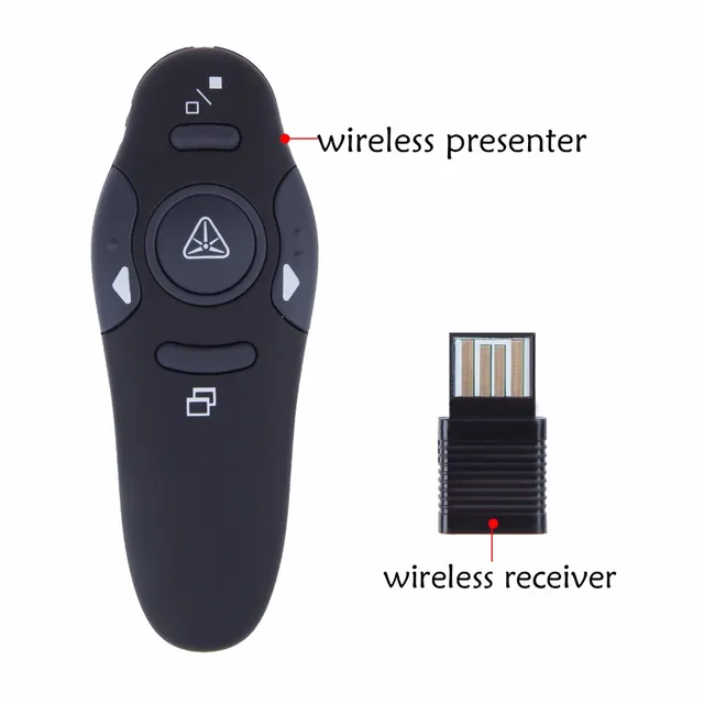 Wireless Presenter with Red Laser Pointers Pen USB RF Remote Control