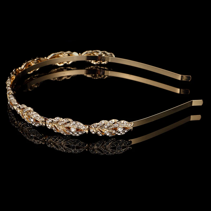 Trendy Gold Headband Alloy Wedding Accessories Women Prom Bridal Jewelry Headpiece Bride Hairband