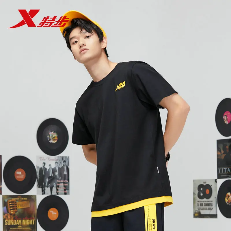881229019231 xtep short-sleeved T-shirt male 2019 summer new illustration shirt casual T-shirt tide