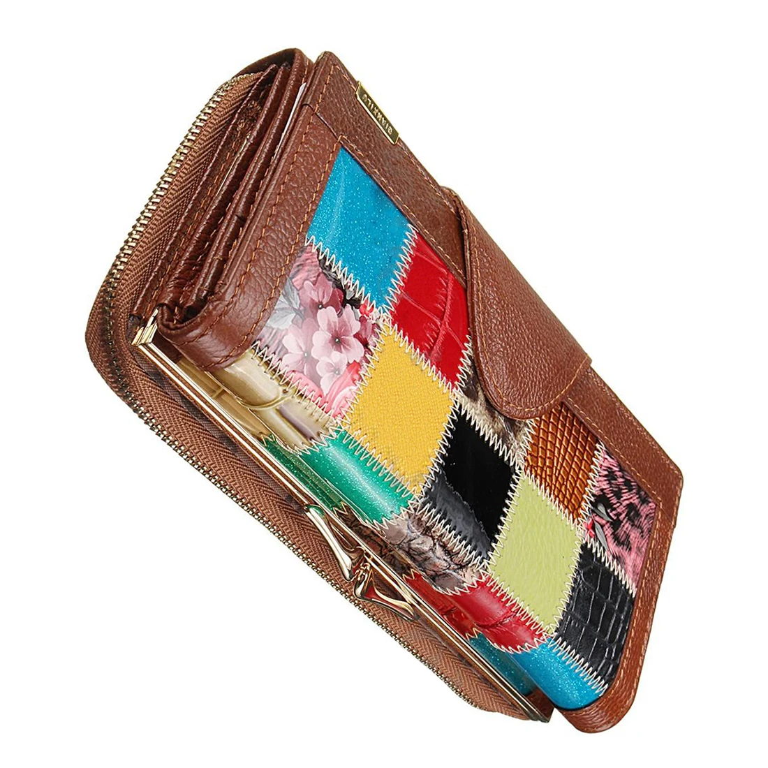 Skup Tftp women Ladies Leather Patchwork portfel długa torebka z zamkiem portfel z saszetką na karty torebka