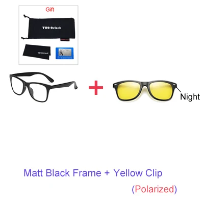 1 Frame Yellow Clip Два оклока, магнитное солнцезащитное стекло, es, для женщин, на застежке, солнцезащитное стекло, для мужчин, поляризационное, UV400 TR90, 3D, для ночного видения, диоптрийное, по рецепту, стекло C2208 - Цвет линз: 1 Frame Yellow Clip
