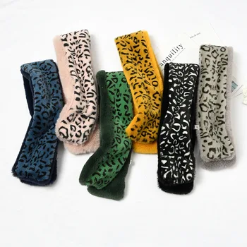 

Women's 2020 new autumn and winter wild leopard print 11*85cm thick warm imitation rabbit sweet scarf
