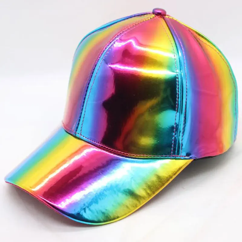 Бейсбольная кепка из ПУ кожи радужной расцветки Snapback Головные уборы для мужчин и