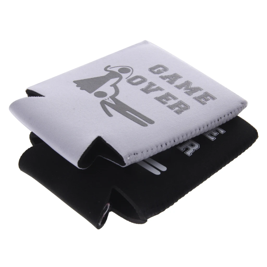 2pcs GAME OVER Beer Tin Can Bottle Cooler Durable Neoprene Can Sleeve Holder Wedding Party Favor Home Desk Ornament