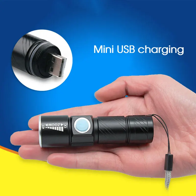 TRANSCTEGO мощный светодиодный фонарик usb удобный перезаряжаемый портативный мини USB зарядка для улицы Q5 zoom высокие яркие фонари