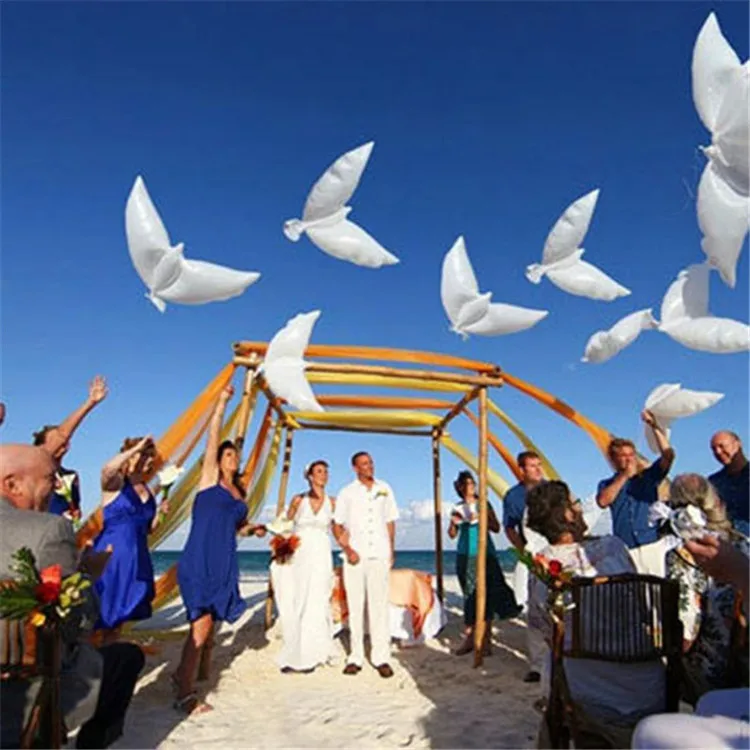 

50pcs White Dove Balloons Biodegradable Party Decoration Proposal Vow Renewal Bridal Shower Christening Funeral Memorial Wedding
