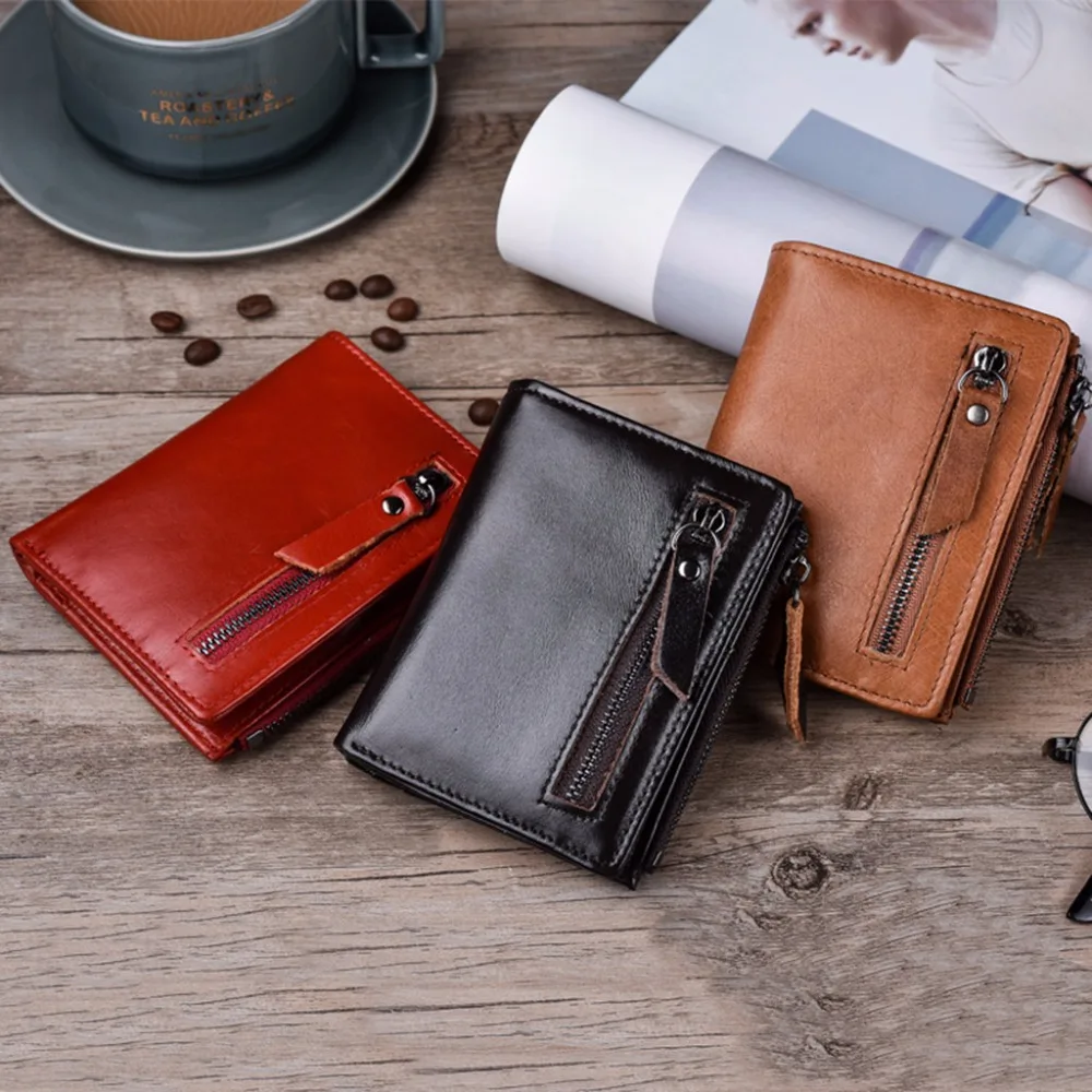 

Men Business Multi-function Card Holder Wallet First Layer Cowhide Leather Solid Color Casual Clutch Card Package Holder Huge