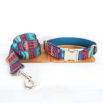 

GLORIOUS KEK Luxury Designer Dog Collars Personalized ID Maya Folk Patterns Pet Collar and Leash Set Quick Release Walking Leads