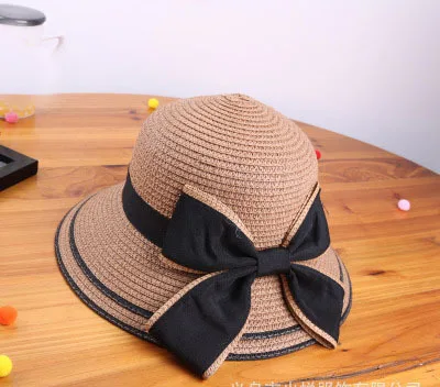 Новинка года, Корейская весенне-летняя шляпа с бантом из ленты для родителей и детей, соломенные шляпы детские для девочки, пляжные шляпы, женская шляпа от солнца - Цвет: 1