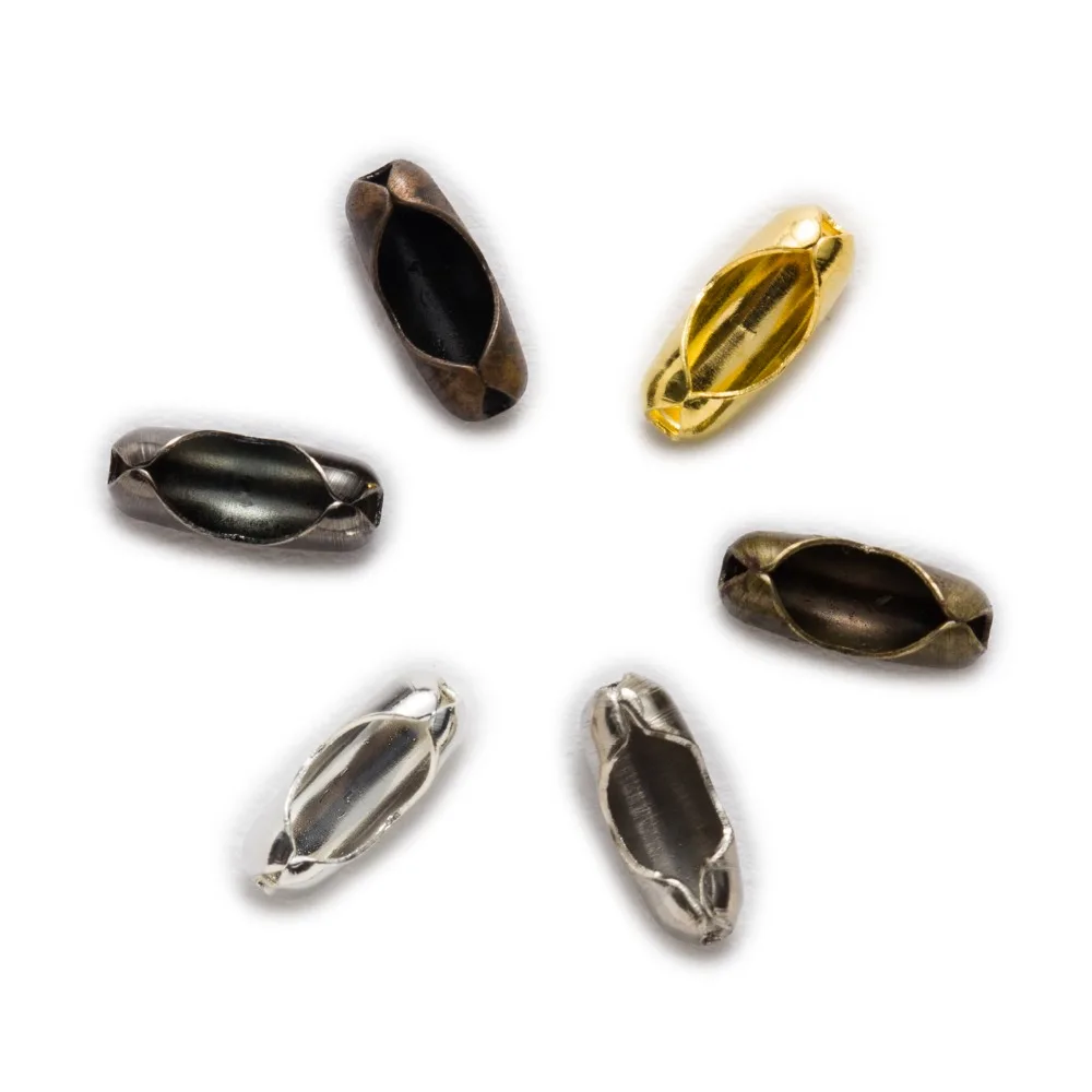 

200Pcs 6 Colors Ball Chain Connectors Clasps End Beads Crimp Findings Jewelry Making DIY Accessories Fit 1.5-3.2mm Bead Chain