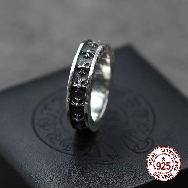 

925 sterling silver jewelry punk wind cross around the retro hip-hop personality fashion styling to send a gift of love new hot