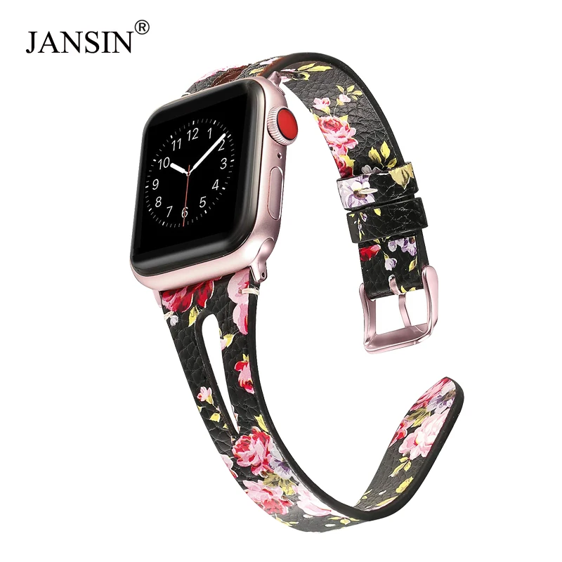 Кожаный браслет JANSIN для Apple Watch Band 42 мм 38 мм 44 мм 40 мм серия 4 3 2 1 ремешок для часов аpple iWatch ремешок для мужчин/мужчин