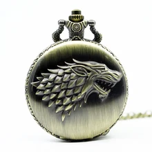 Ретро бронзовые стимпанк карманные часы Игра престолов дом страк скоро зима дизайн для мужчин женщин часы ожерелье кулон подарок