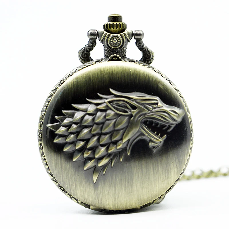 

Retro Bronze Steampunk Pocket Watch game of Thrones House Strak Winter is Coming Design Men Women Watch Necklace Pendant Gift