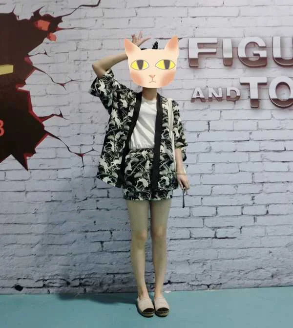 Милые винтажные женские японские шифоновые шорты в стиле Лолиты Kinomo Yukata Jade Hare-the moon Rabbit с эластичной резинкой на талии для лета