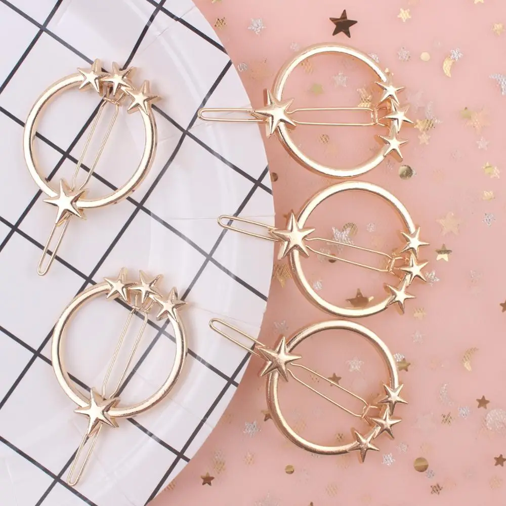 

2019 new fashion hair clip for women Snap button elegant lady hair clips hairgrip metal barrette women Hair accessories 1pcs