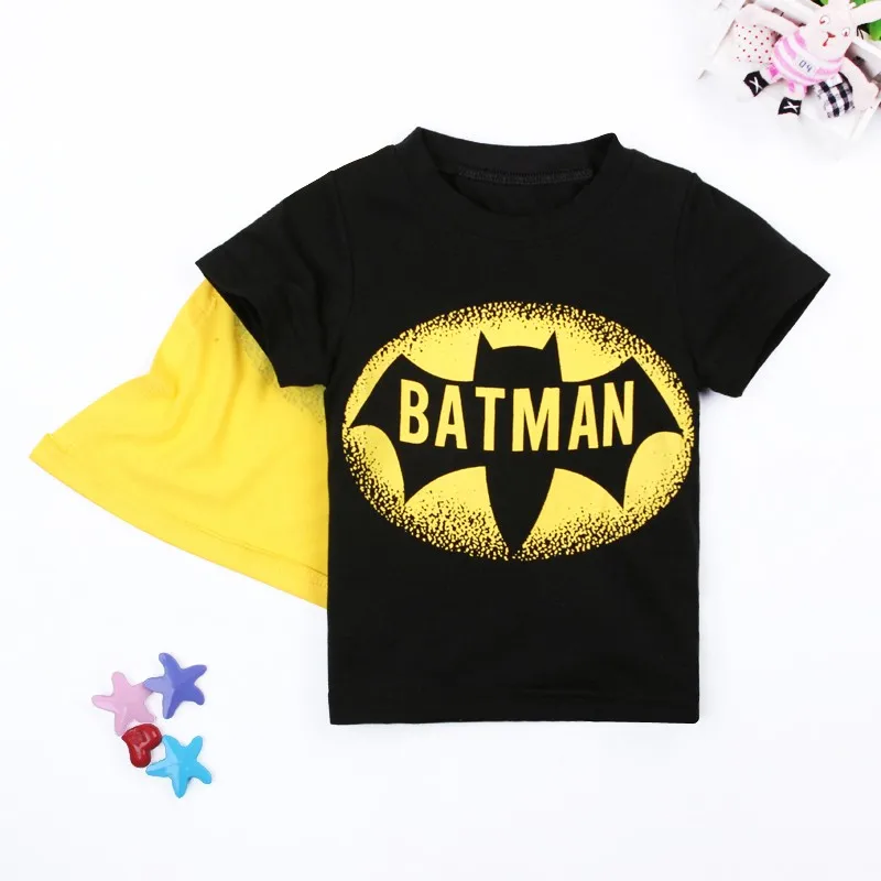 Новая летняя футболка для мальчиков с накидкой и рисунком «Бэтмен» или «Супермен» повседневный хлопковый топ для мальчиков с короткими рукавами DS50