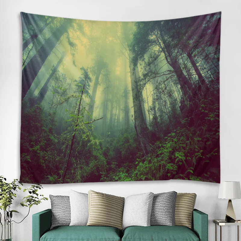 

Misty Forest Tree Printed Large Wall Tapestry Cheap Hippie Wall Hanging Bohemian Wall Tapestries Mandala Wall Art Decor