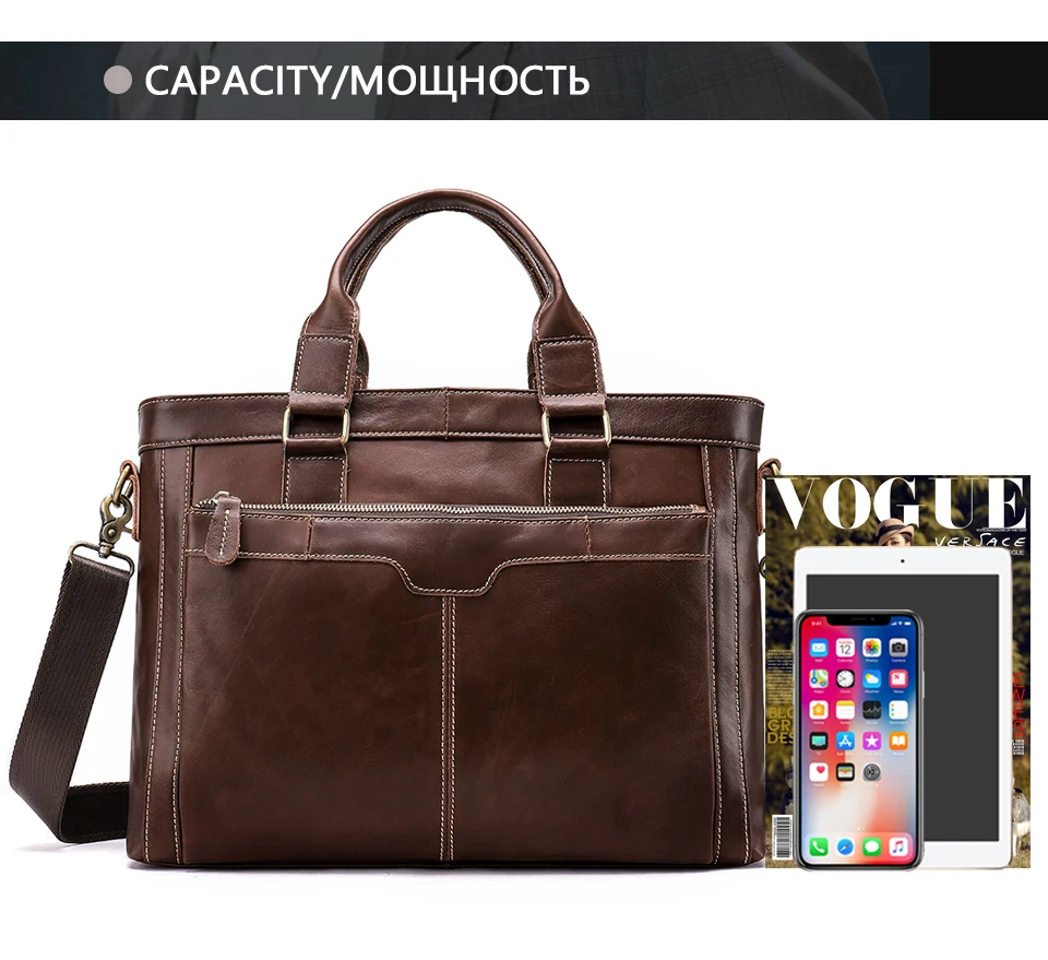 homens de couro genuíno negócios portátil bolsa