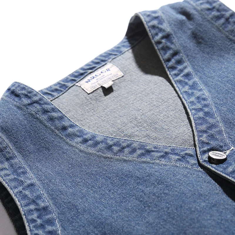 Осенняя мода Мужской винтажный джинсовый жилет хлопок потертый Повседневный Приталенный жилет ковбой Ретро джинсовая куртка без рукавов