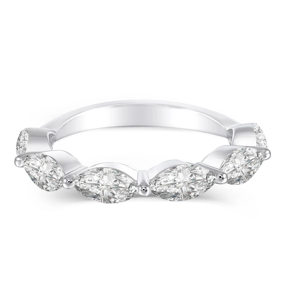 

14K White Gold 3X6MM Marquise Cutting F Color Moissanite Half Eternity Wedding Band for Women Wedding Gift