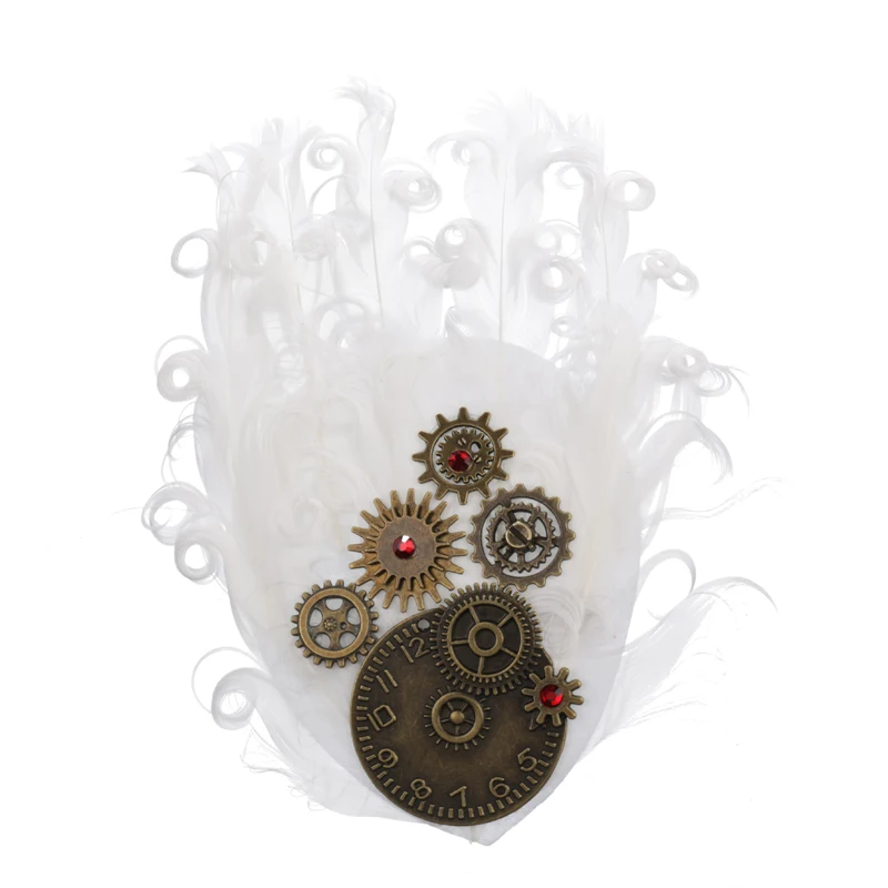 

Gothic Women Feather Hair Clip Retro Gears Hairpin Barrette Hair Ornament Party Decoration Hair Accessories