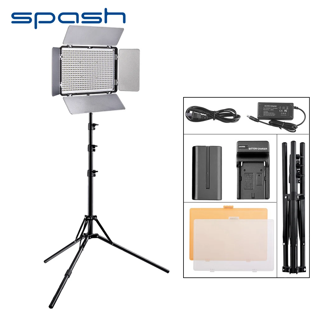 

spash TL-600S 1set LED Video Light with tripod Stand 3200K/5500K 600 LEDs Photographic Lighting Stuido Panel Lamp for YouTube