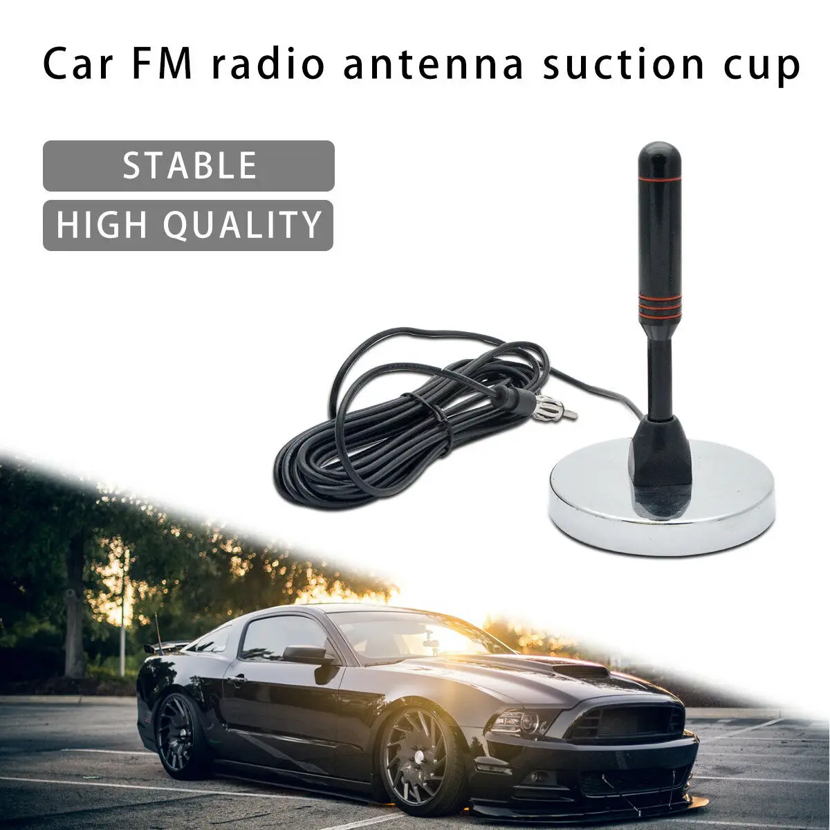 Автомобильная FM радио антенна всасывающая антенна на крышу автомобиля наружная Водонепроницаемая сильная Магнитная база антенны серебро и черный