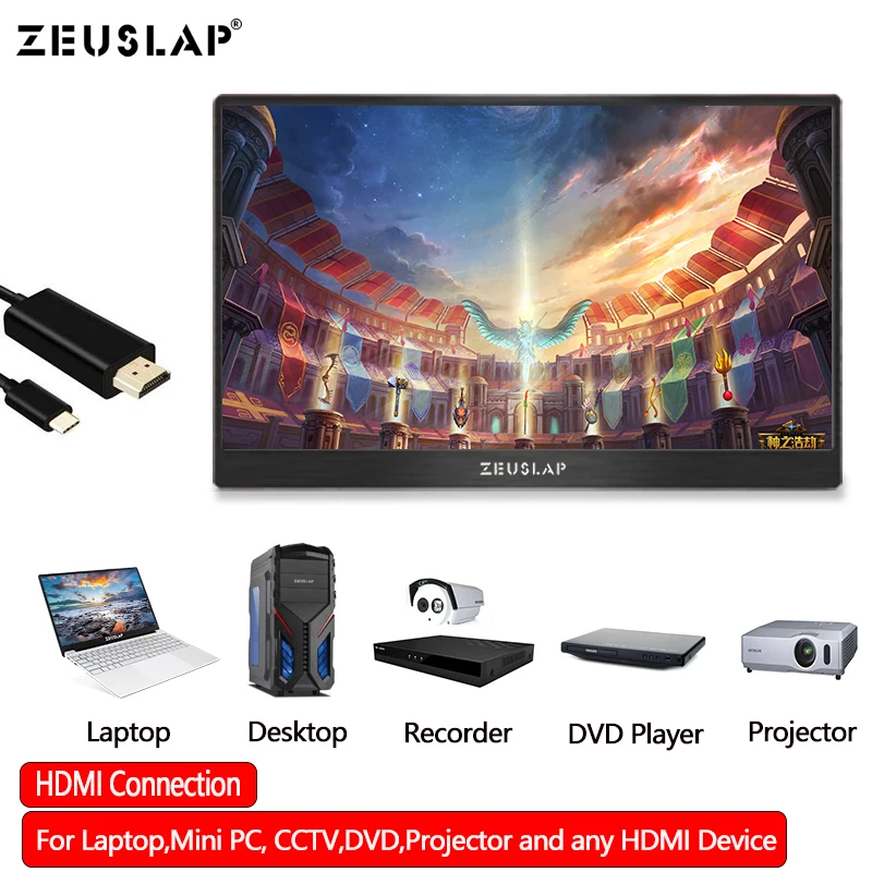 13,3 дюймов супер тонкий портативный монитор PC 1920x1080 HDMI PS3 PS4 Xbox360 1080P ips ЖК-СВЕТОДИОДНЫЙ монитор для Raspberry Pi PS3/4