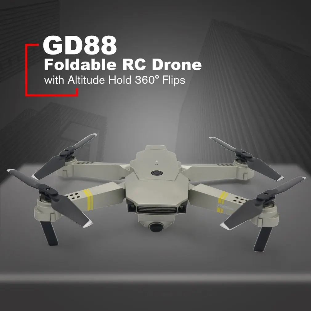 

GD88 Foldable RC Selfie Drone Quadcopter Aircraft UAV with HD 720P/0.3MP WIFI FPV Camera Altitude Hold 360 Flips Headless Mode