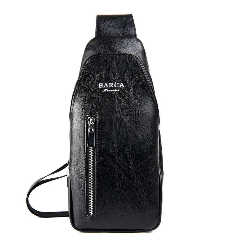 Men s PU Leather Chest Bags 2018 New Casual Solid Crossbody Bags for Men Waterproof Sling