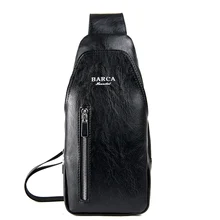 Men s PU Leather Chest Bags 2018 New Casual Solid Crossbody Bags for Men Waterproof Sling