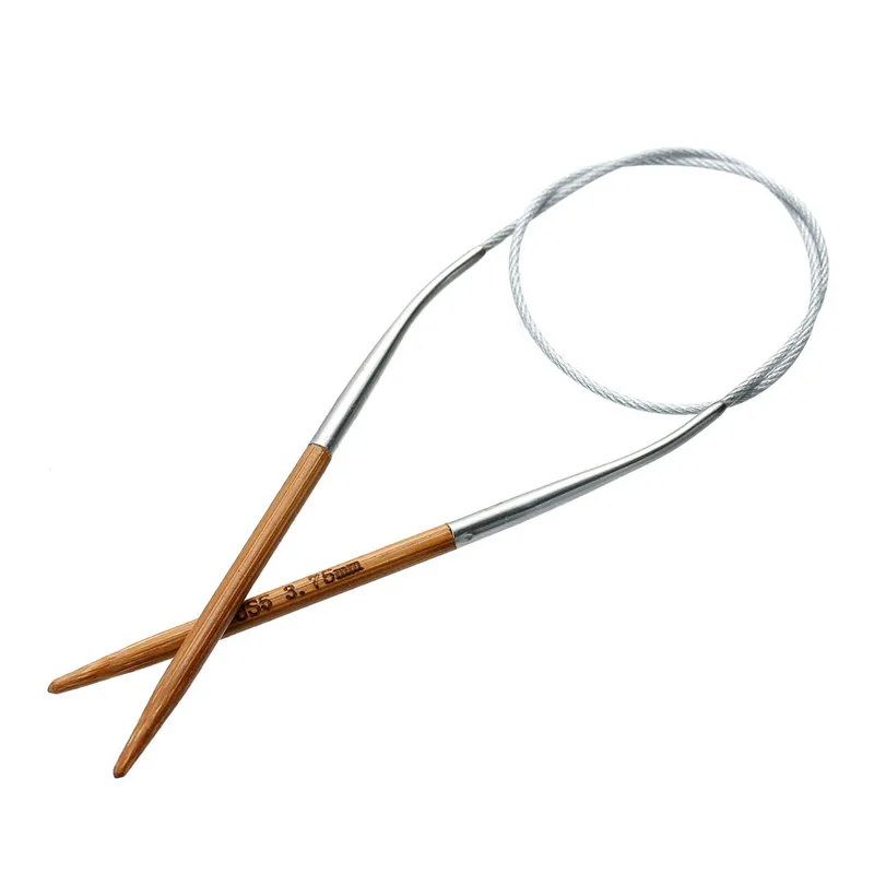 

DoreenBeads Natural Bamboo Fixed Circular Knitting Needles Silver Color Tube Crafts Sewing Tools 41cm(16 1/8") long,1 PC
