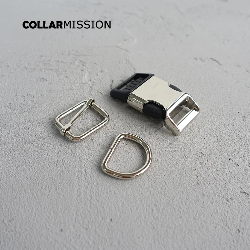 

(metal buckle+adjust buckle+D ring/set) Non-Welded Dee ring plated metal buckle silvery 25mm webbing diy dog collar accessory
