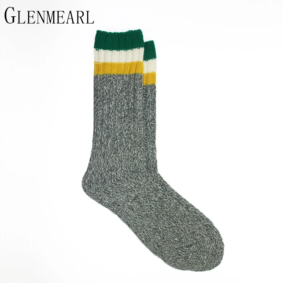 Buy Thick Men Socks Fall Winter Striped Warm Brand
