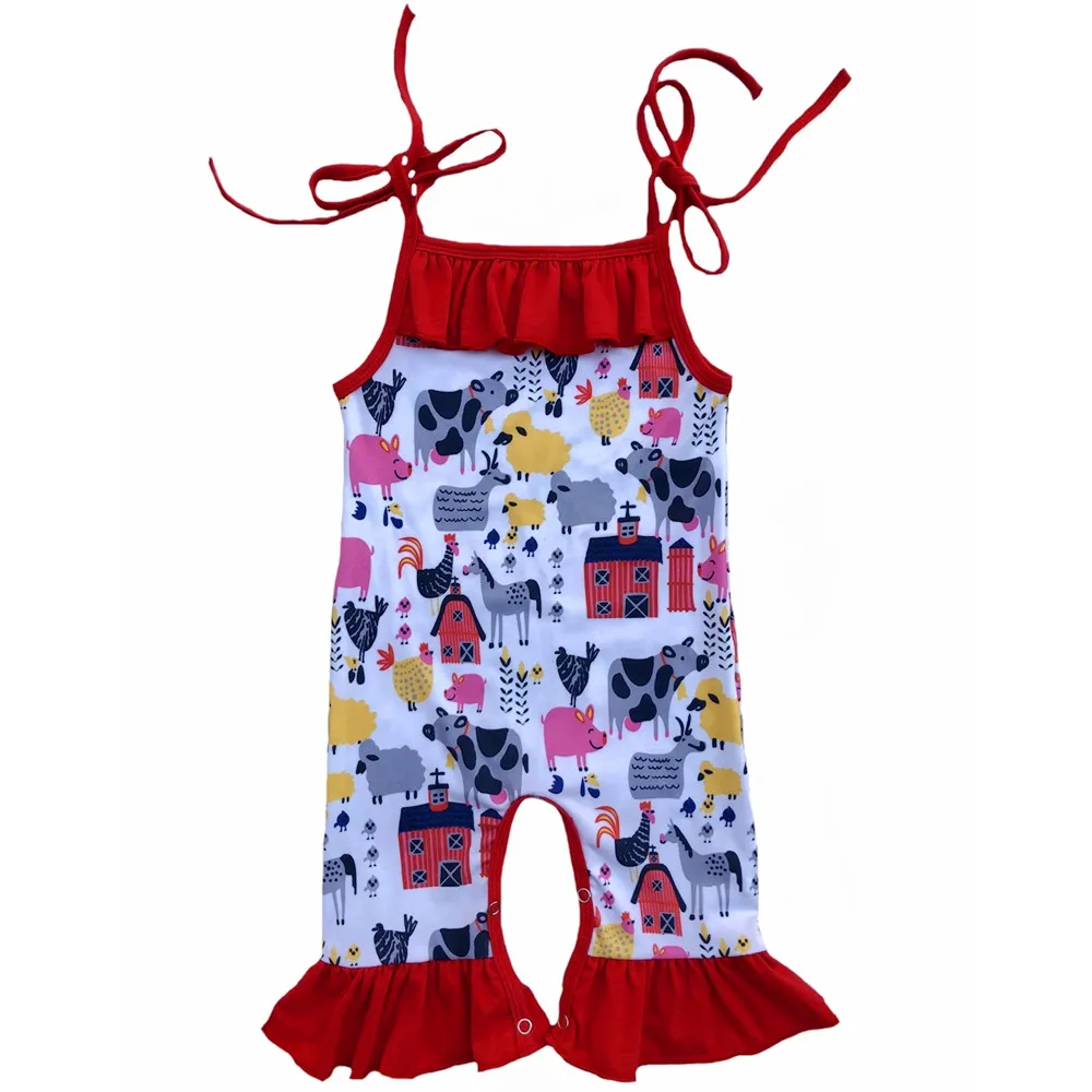 

baby girls farm unicorn car flamingo print Pajamas icing Ruffled romper capri Romper ruffle summer jumpsuit romper