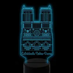 3d декор видения здания настольная лампа LED 7 цветов Изменение сна USB Cattedrale Нотр-Дам де Пари ночник Украшения дома и офиса