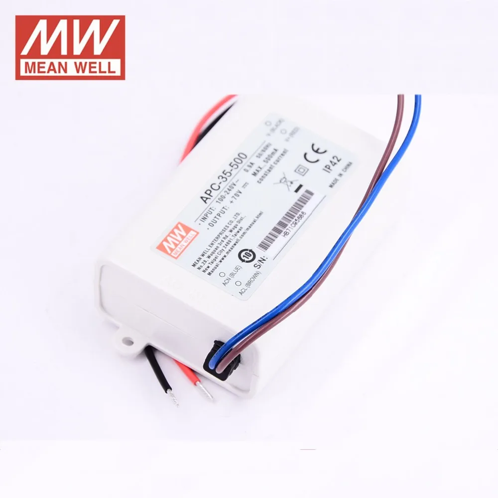 Блок питания регулируемый Meanwell LED driver APC-35-500 один выход 35 Вт 25~ 70 В ма Mean well СВЕТОДИОДНЫЙ источник питания драйвера для света прокладки сид