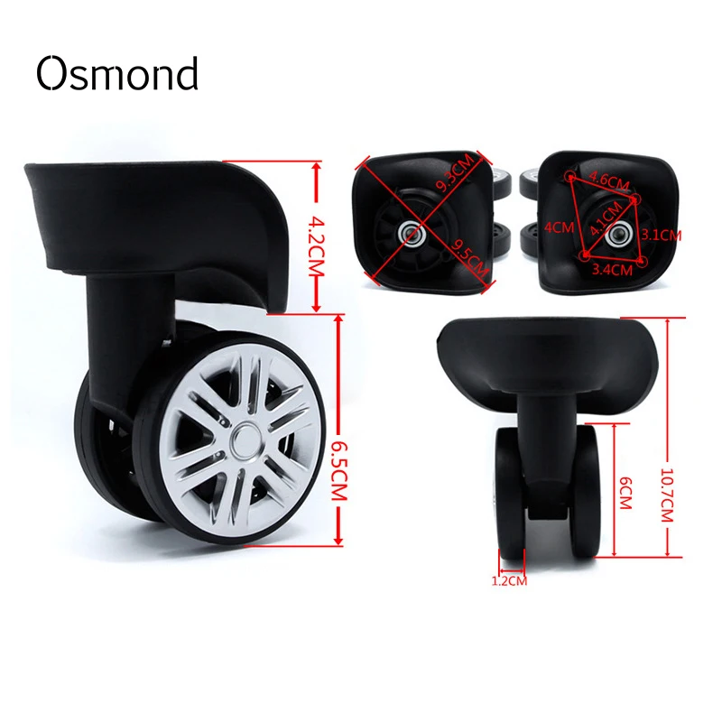 Osmond 1 пара запасные колеса для чемодана резиновый Дорожный чемодан черный 360