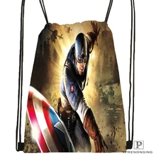 Custom captain america Avenger походная сумка на шнурке для мужчины женщины милый Daypack дети ранец(черный Назад) 31x40 см#180531-01-06