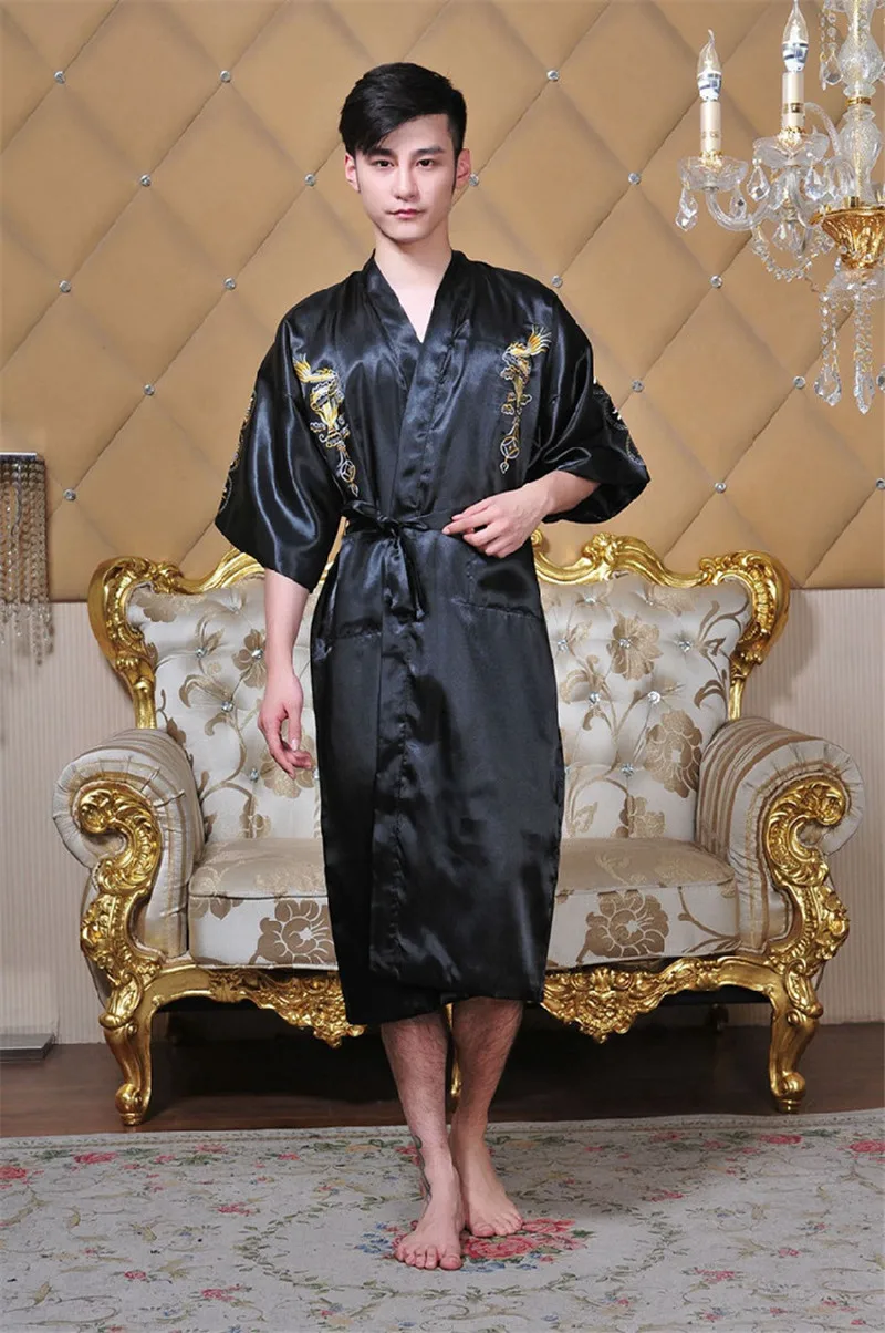 Shanghai Story китайский мужской халат кимоно Ночная рубашка пижама с драконом традиционное китайское кимоно платье мужской халат пижама