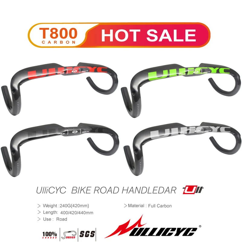 

Ullicyc Newest Superstrong Road Bike Handlebar Bent Bar Matte/Gloss Full Carbon Fiber Bicycle Racing Handlebar 31.8*400/420/440m