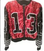 Promo  Greek Fashion lady streetwear coat 13 sequins zip up long sleeve sporty bat sleeved Sorority jacket