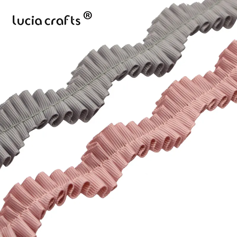 

2yards 20mm Gray Pink Pleated Lace Trim Ribbon Collar Folded Fabric Sewing Applique DIY Dress Curtain Decoration P0408