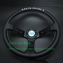 Универсальный 350 мм гоночный автомобиль Руль спортивный кожаный руль ГЛУБОКАЯ ТАРЕЛКА