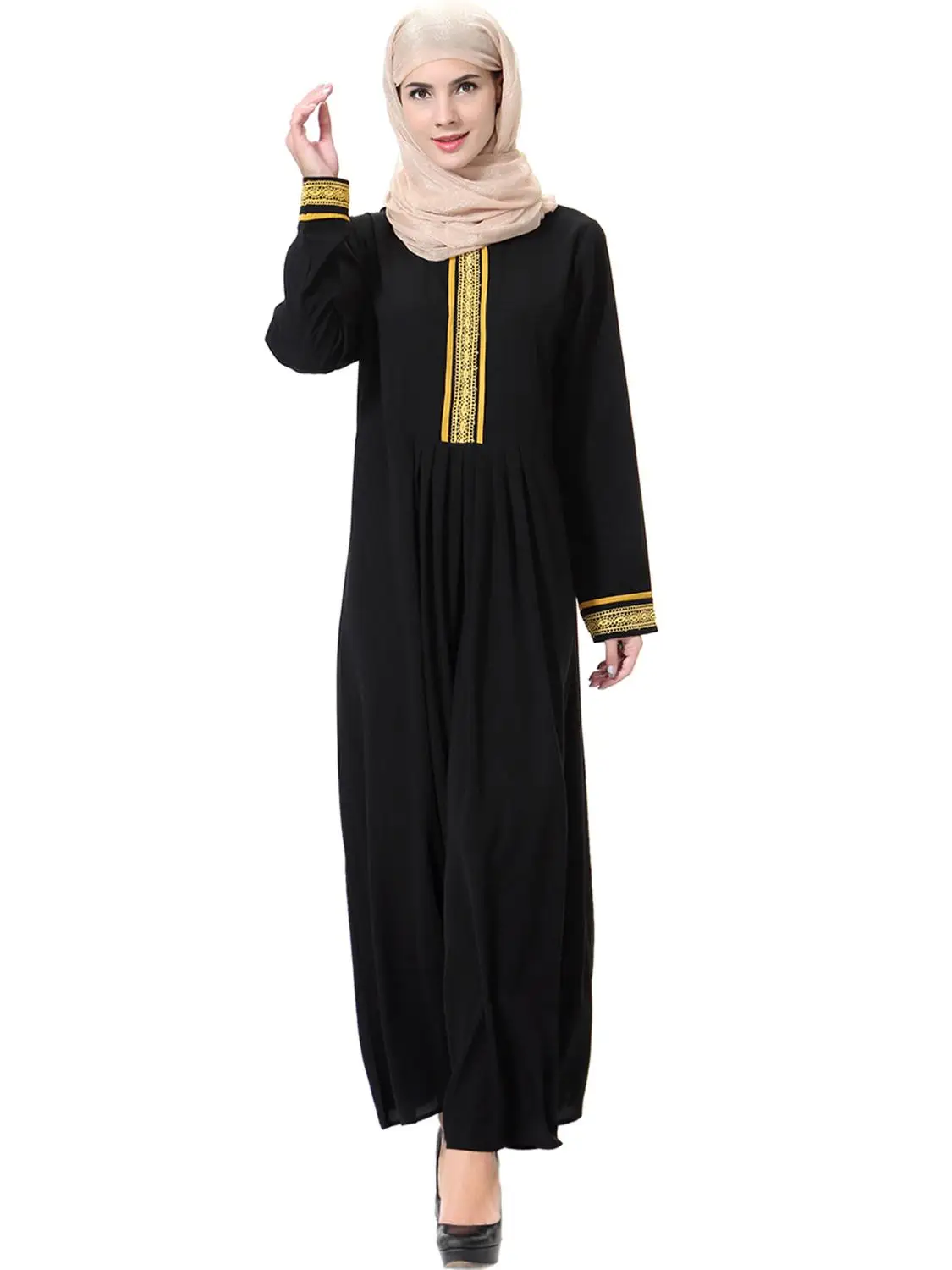 

Arab Ethnic Fine Embroidery Women Kaftan Dress Muslim Female Abaya Dresses Islamic Party Caftan dresses